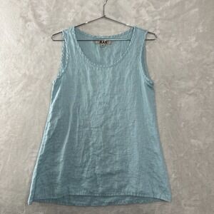 FLAX Women's Size P (4-6)  Sleeveless Linen Top Tunic Slate Blue Coastal Beach